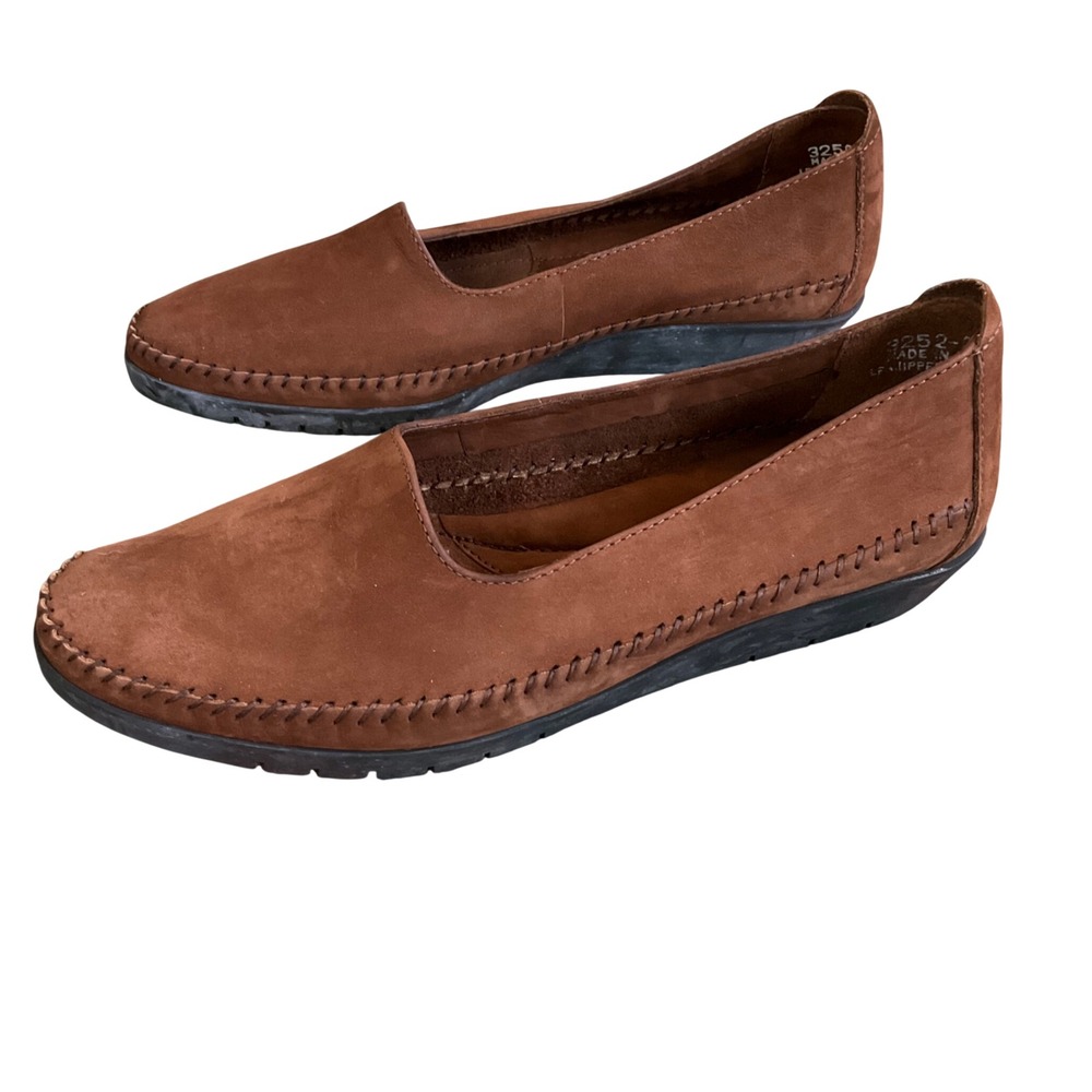 Clarks Loafers Women 8.5W Brown Leather Slip On Comfort Flats 3252-2